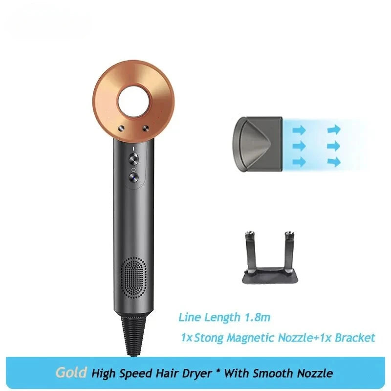 Professional Leafless Hair Dryer, Constant Temperature Negative Ion, 5 Attachments, Powerful Electric Hair Dryer for Home