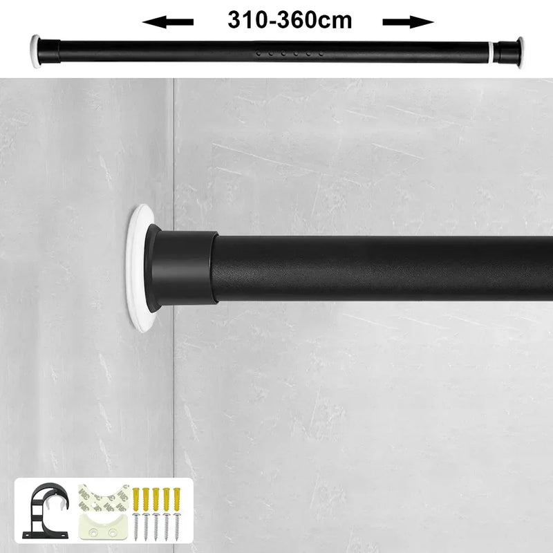 Curtain Rods Adjustable Drapery Rods Shower Curtain Rods No Drilling Non-Slip Telescopic Rod 70-360cm Optional