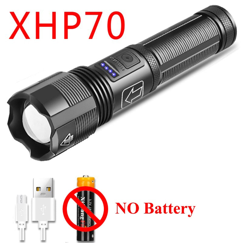 4 Core Led Flashlight Aluminum Alloy XHP70.2 XHP50.2 Tactical Hunting Torch Usb Rechargeable Zoomable Lantern 18650 Battery