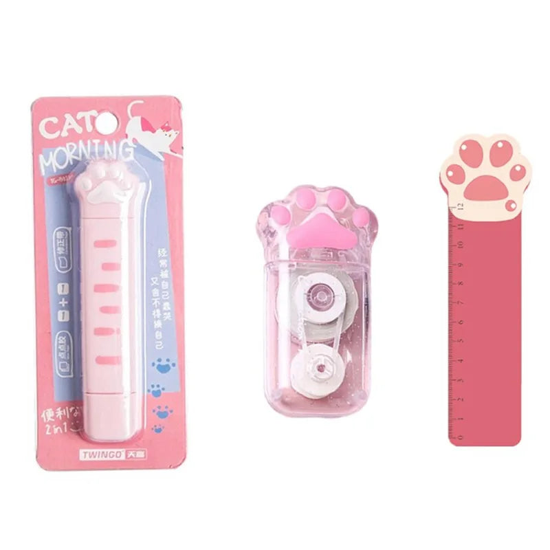 2Pcs Cat Claw Correction Tape Kawaii Portable Large Capacity Correction Tape Creative Cute School Supplies Stationery