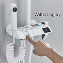 White Bathroom Shower Faucet with Digital Display 4 Function Wall Mount Hot Cold Water Tap Piano Bathroom Shower System