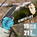 Jemi Tool 6 inch portable cordless rechargeable electric chain saw with two batteries, wood cutter, garden orchard pruning tool