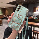 Crossbody Lanyard Plating Phone Rabbit Holder Case For Samsung Galaxy A14 A21S A20S A22 A23 A24 A25 A31 A42 A32 A33 A34 Cover
