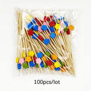100Pcs 12Cm Disposable Party Tableware Fruit Dessert Sticks Bamboo Skewers Buffet Cupcake Decoration Wedding Supplies