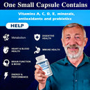 Men's Multivitamin Supplement - Contains Vitamin C D3 B12 Minerals, Probiotics for Muscle, Immune Health, Antioxidants