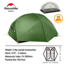 Naturehike Mongar Tent Camping Tent 2 Person Ultralight Professional Waterproof & Windproof Backpack Tent 20D Nylon Travel Tent