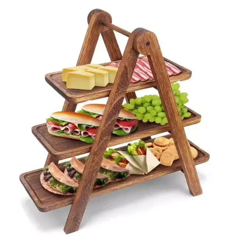 3 Tier Serving Tray Wood Tiered Tray Decor Cake Stand Farmhouse Tiered Tray Party Serving Dishes And Platters Trays