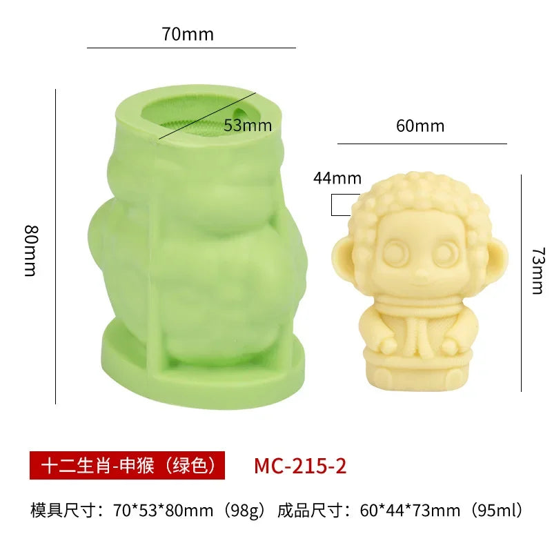 12 Zodiac Candle Silicone Mold 3D Abstract Animal Plaster Resin Making Tool Handmade Soap Ice Chocolate Cake Baking Mould