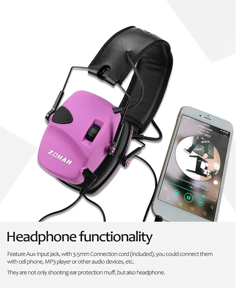 ZOHAN Electronic Safety Ear Muffs Shooting Hearing Protection Automatic Noise Reduction earmuff Anti-noise headphone for Hunting