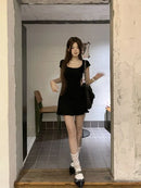 New Women Slim Temperament Purple Black Mini Dress Sexy Summer Knit Waist Skirt Spice Girls Dresses Bodycon Dress High Quality
