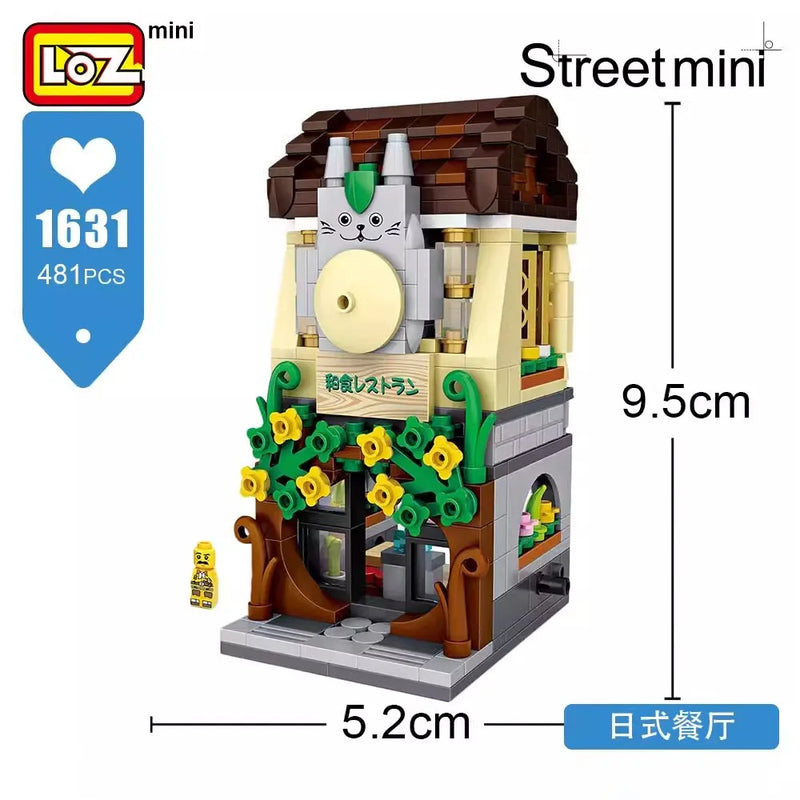 LOZ Creative Folded StreetView Grocery Store Post Station Building Bricks DIY Mini Chinese Style Puzzle Girls Gifts Children Toy