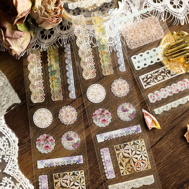 Flower Island Lace Series Masking Washi Tape Retro Border Decorative Adhesive Material Sticker Diy Label Scrapbooking