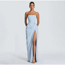 The Helios | Butter Yellow Pleated Gown with Backless Silhouette