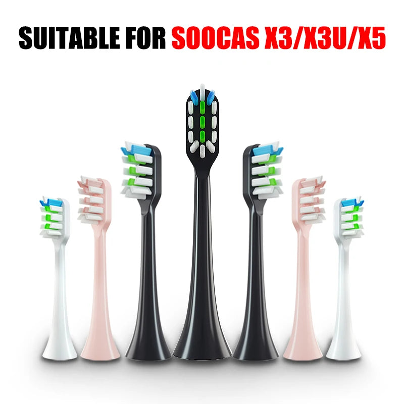 10pcs Toothbrush Head for SOOCAS X3Pro/X3U/X5/V1/V2/X1/X3 DuPont Soft Bristle Nozzles Vacuum Sealed Packed