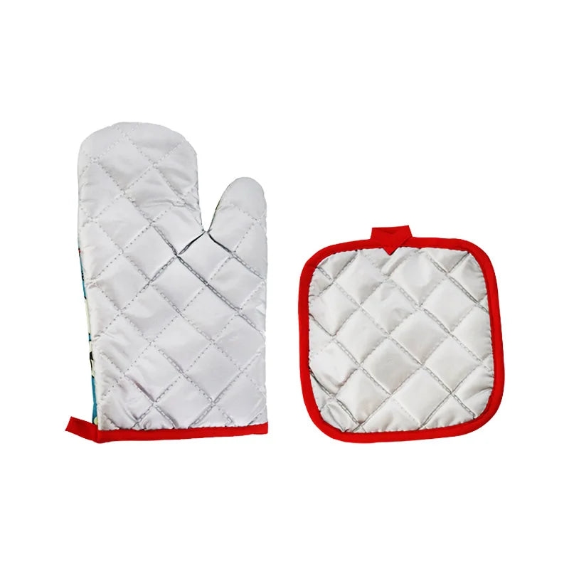 2pcs/set Christmas Anti-Hot Oven Mitts and Pot Holders Christmas Home Decoration Kitchen Cooking BBQ Gloves Xmas Party Supplies