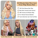 HD Lace Frontal Honey Blonde Wig Human Hair 13x6 28 Inch Blonde Lace Front Wigs Human Hair Pre Plucked 210% Density Body Wave