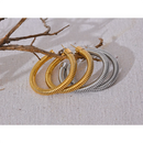 Yhpup 50mm Waterproof Stainless Steel Big Round Huggie Earrings for Women Gold Silver Color Texture Simple Daily Stylish Jewelry