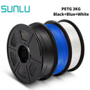SUNLU PETG 3D Filament 1KG 3 Rolls 1.75mm +/-0.02MM 3D Printing Filament Neatly Wound Filament Vacuum Packing Fast Shipping