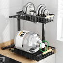 2-level metal storage rack under the sink, with sliding drawer