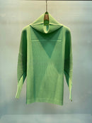 Miyake Pleated Sweatshirt Pit Stripe Zipper Standing Collar Jacket Women 2025 New Casual Pullover Hundred Pleat Skinny Tops