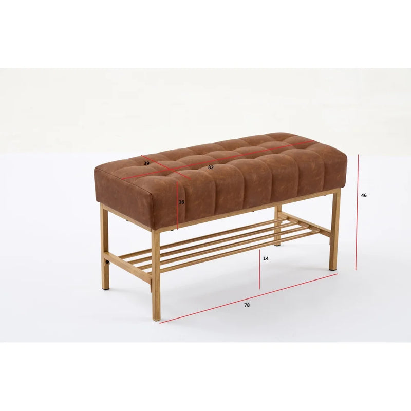Teddy fabric Upholstered Storage Shoe Bench, Modern Bedroom Bench with Metal Legs for Living Room, Entryway, Dining Room,
