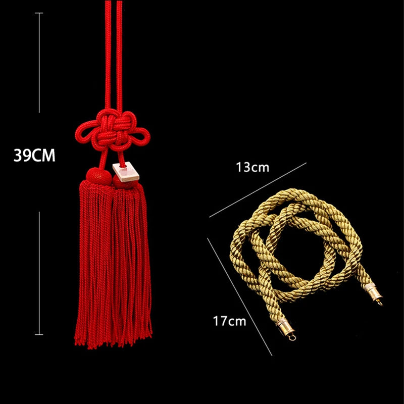 JDM Car Kin Tsuna Rope Knot Fusa Kiku Knot Silver Red For Car Auto Rearview Mirror Pendant Fastening Ornaments Car Accessories