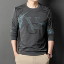 Neues Herren-Langarmshirt mit Rundhalsausschnitt und Print, dünn, Sommer, bequem, modisch, leger, Neuheiten, Streetstyle-Oberteil