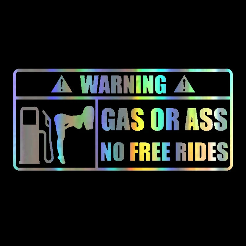 LYKX Creative Car Sticker 3D WARNING Gas or Ass Funny Decals Rear Window Vinyl Decal Car Styling Waterproof