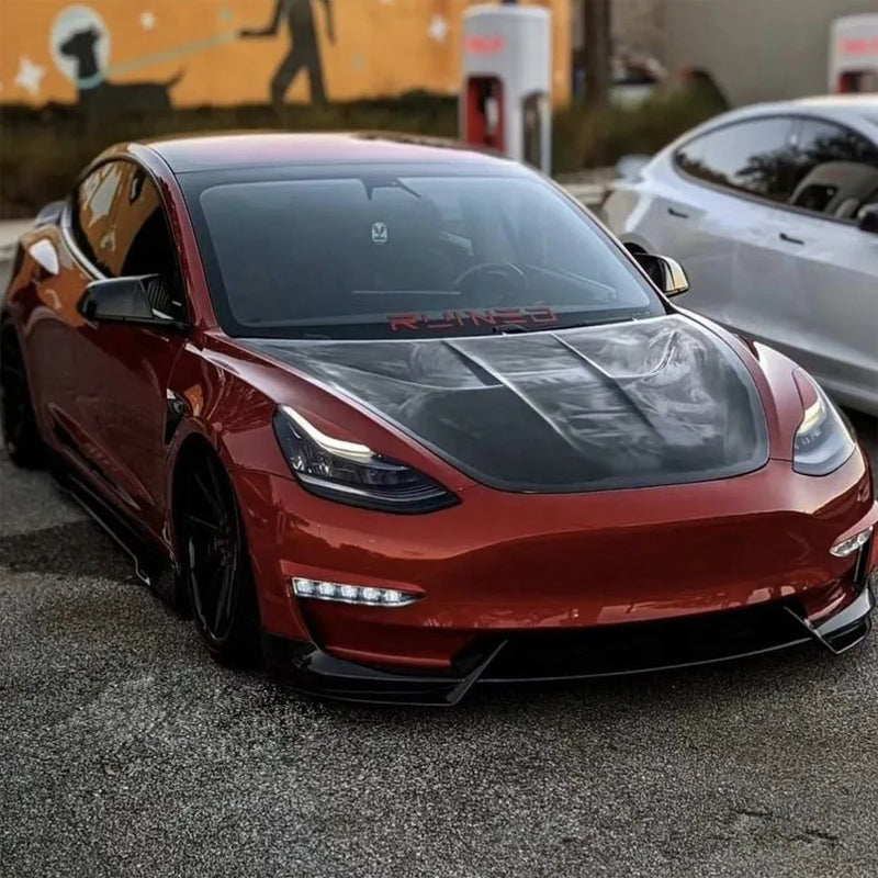 For Tesla Model 3 2017-2022 Gloss Black Front Bumper Lip Chin Diffuser Body Kit Spoiler Deflector Tuning Accessories Modified