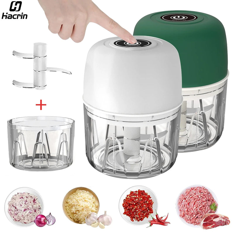 Electric Garlic Chopper Mini Portable Electric Vegetable Garlic Onion Chopper Multifunctional Wireless Electric Food Chopper