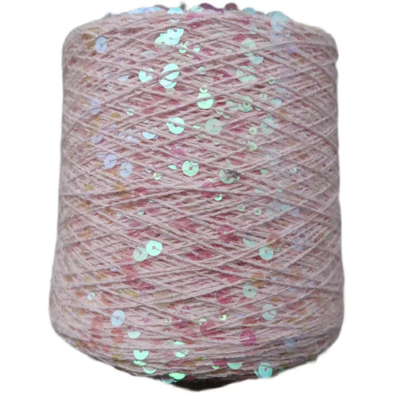 50g/Ball /140M 100% Cotton Yarn 6mm+3mm Special Sequin Yarn DIY Garment Accessories Rag Crochet Thread Glitter