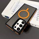 Matte Transparent Magnet Magsafe Phone Case For Samsung Galaxy S24 Ultra S23 Plus S22 Wireless Charging Hard Shockroof S24 Cover