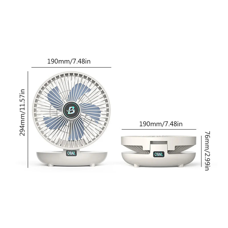 5W 5V 1200mAh Table Wall Mounted Cooling Fan Without Punching Holes USB 3 Gears Adjustable Bionic Seagull Blade Easy to Clean