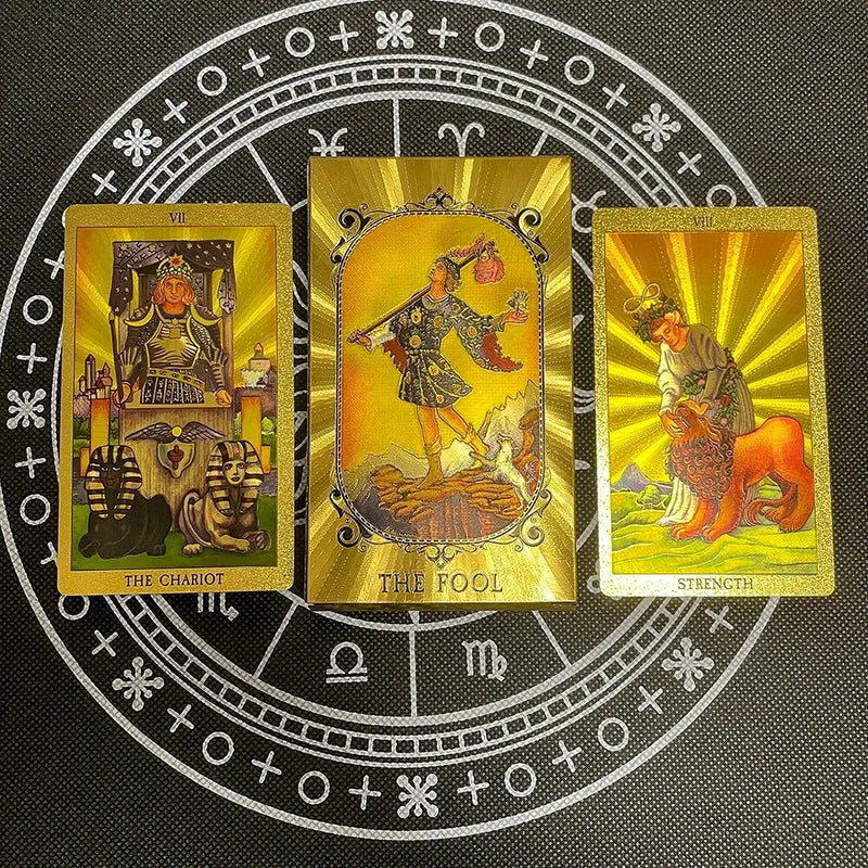 Gold Foil Tarot Cards Waterproof Whitch Divination Props Classic Catan Board Game Beginner Prophecy For Self-Learning Props