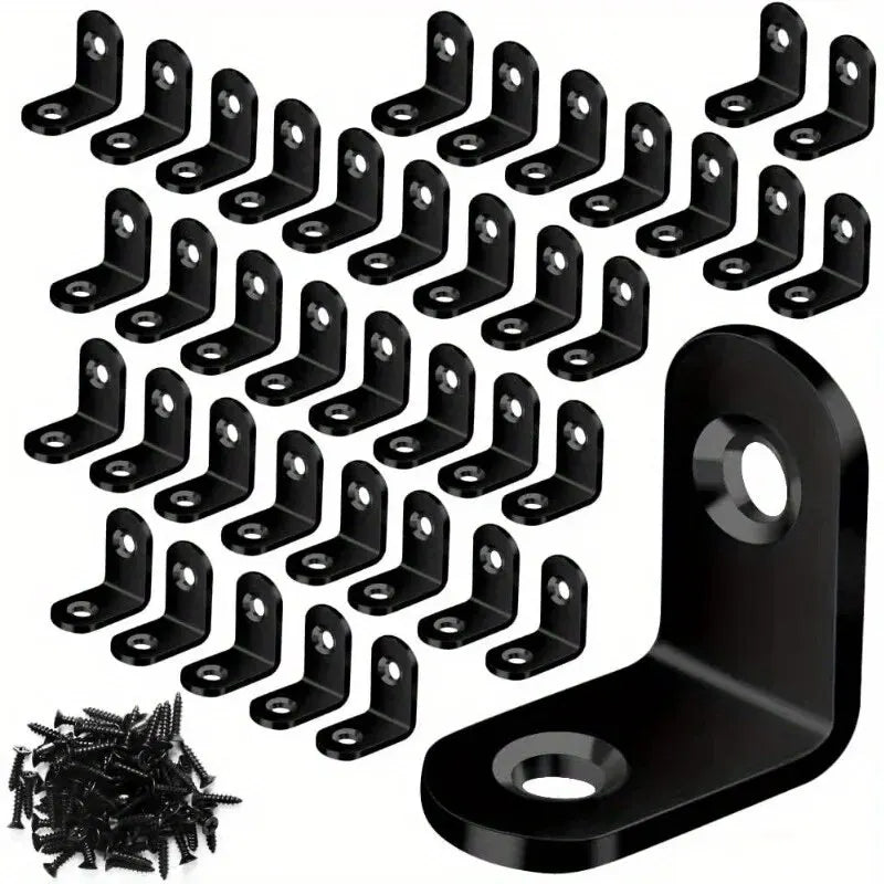 40pcs Stainless Steel L Brackets - Small Right Angle Corner Brace for Shelves, Wood Furniture, Chair, Drawer with 80pcs Screws