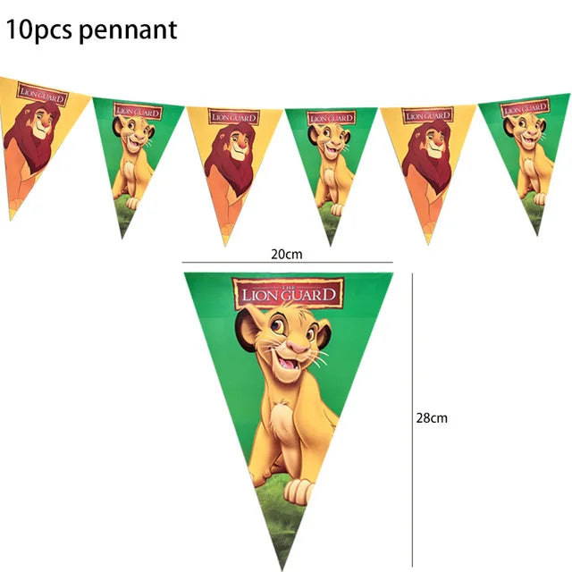 Lion King Simba Party Decorations Disposable Tableware Cup Plate Napkin Tablecloth Cake Topper Banner for Kids Party Supplies