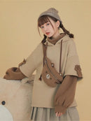 2XL Kawaii Hoodie Harajuku Bear Hooded Sweatshirt Women Korean Long Sleeve Oversized Hoodies Sweet Y2K Warm Winter Anime Hoodie