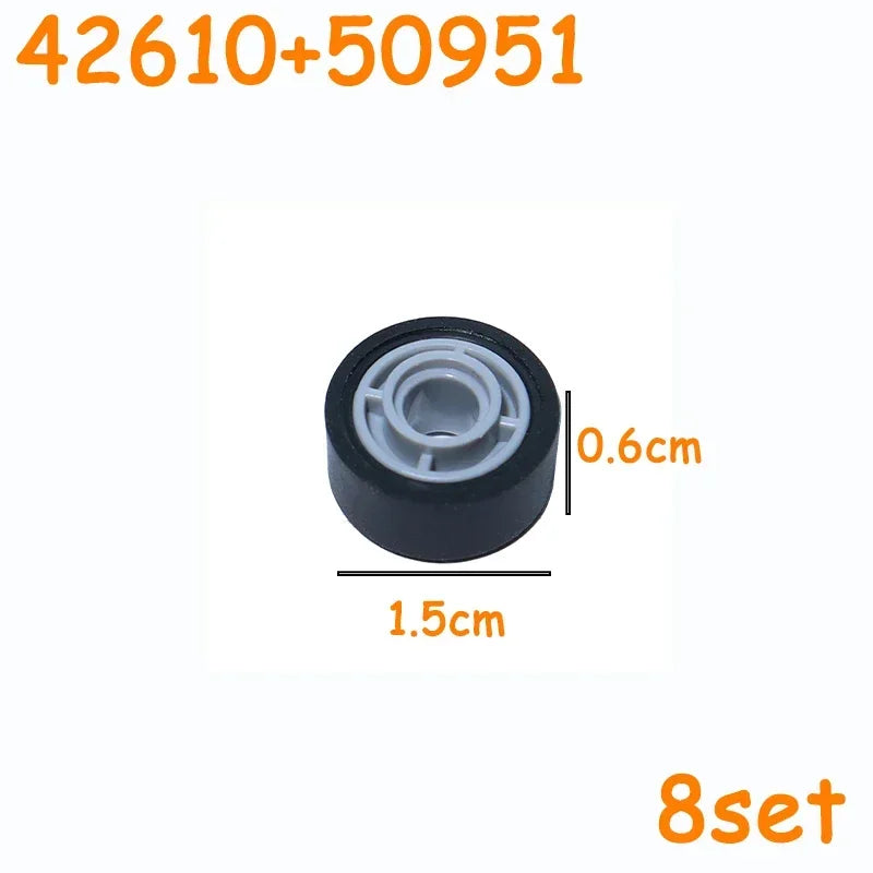 Car Truck Wheels Hub Bricks MOC Technical Tire Wheel Cross Hole Set Motorcycle Tyre & Rim Construction Building Blocks