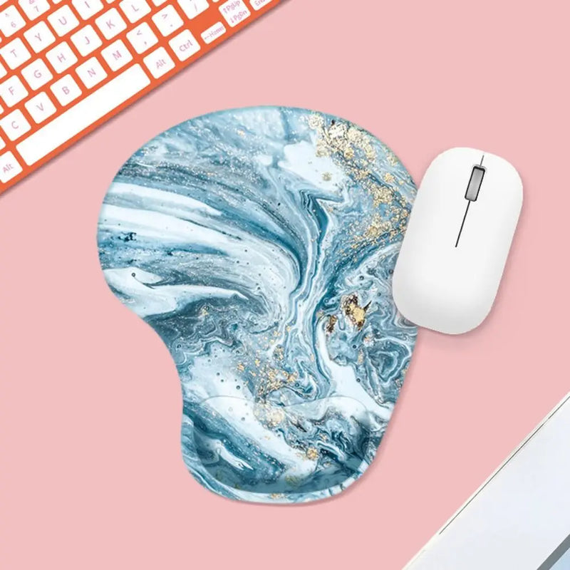 Marbled Texture Wrist Rest Mouse Pad Ergonomic Non Slip Hand Support Mouse Mat Comfortable Oil Painting Gaming Mousepad