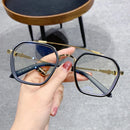 1x Blaulichtfilter Brille für Herren, modisch, High-End, optische Gläser, klar, schwarzer eckiger Rahmen, Anti-Strahlung