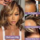 Highlight Ombre Bob Wig 13x6 HD Lace Frontal Wigs Transparent Body Wave 4/27 Colored 13x4 Lace Frontal Human Hair Wigs For Women
