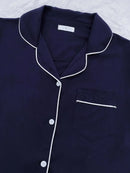 Summer Women's Pajamas Sets Short Sleeve Notched Collar Top Tee Button Down Elastic Waist Shorts Home Suit Loungewear Sleepwear