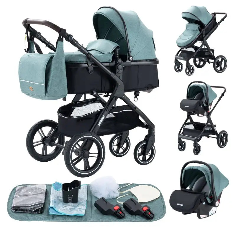 Luxury Baby Stroller 3 in 1 Portable Travel Baby Carriage Fold Pram High Landscape Aluminum Frame Newborn Infant Stroller