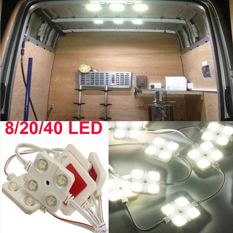 8/20/40 LED Interior Lights Kit 12V Car Roof Light Kits Van Ceiling Lighting Cargo for Camper Inside Lamp For RV Boat Trailer