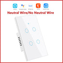 Tuya Smart Switches US Neutral Wire/No Neutral Wire Required 1/2/3/4 Gang Light WiFi Touch Switch Work with Alexa Google Home