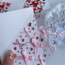 DIY Decor Kpop Photocard Sticker 3D Stereo Bow Heart Style Scrapbook Journal Stuicker Cute Pink Red Color Phone Shell Sticker