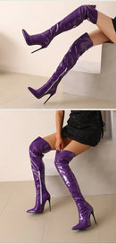 Autumn and Winter New Style Fashion High-heeled Women's Long Boots Sharp Toe Sexy Party Over The Knee Boots High 12cm Size 35-48