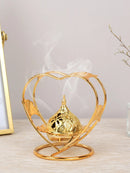 1pc Incense Burner Home Indoor Gold Heart Shaped Incense Burner Creative Middle Eastern Decoration Electroplating Process