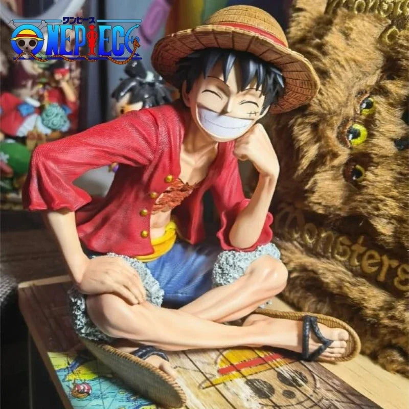 13cm Anime One Piece Luffy Figure Gk Straw Hat Manga Statue Desktop Decor Pvc Action Figurine Collection Model Toy