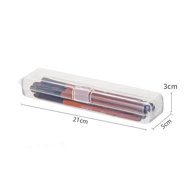 Portable Makeup Brush Organizer Eyebrow Pencil Tableware Chopsticks Transparent With Cover Storage Box Kitchen Accessories Case